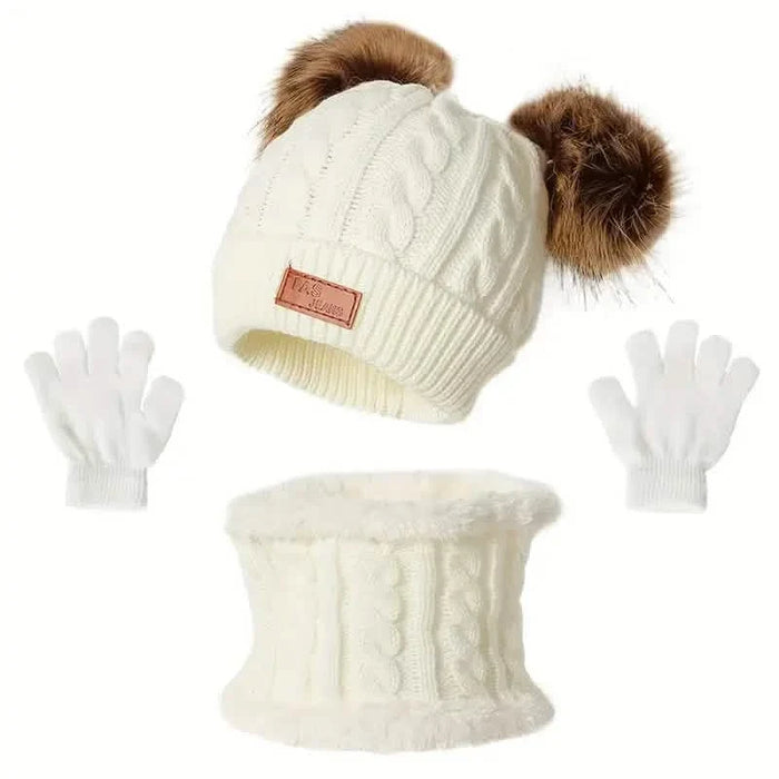 Children's Winter Knitted Wool Lining Warm Hat, Scarf, Glove Set For 2-5 Year Old Boys And Girls by DailySale