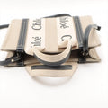 Chloe Woody Small Canvas &amp; Leather 2 Way Handbag Beige x black #2601 by Bolt Boutique
