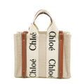 Chloe Woody Small Canvas &amp; Leather 2 Way Handbag Beige x black #2694 by Bolt Boutique