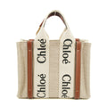 Chloe Woody Small Canvas &amp; Leather 2 Way Handbag Beige x black #2694 by Bolt Boutique