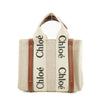Chloe Woody Small Canvas & Leather 2 Way Handbag Beige x Brown #2695