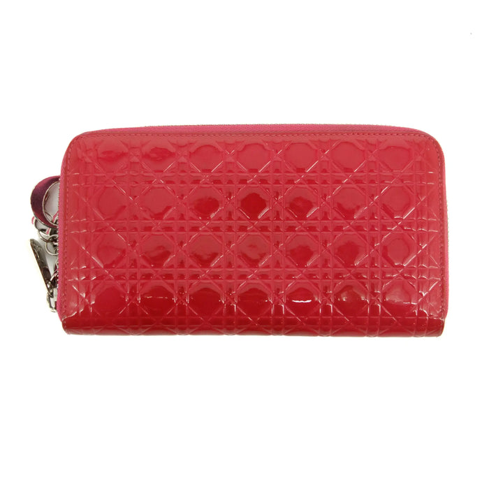 Christian Dior Cannage Patent Pink Zip Around Wallet #3435 by Bolt Boutique