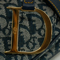 Christian Dior Classic Oblique Trotter Blue Canvas Saddle Bag #3707 by Bolt Boutique
