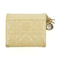 Christian Dior Cream Lady Dior Cannage Patent Leather Compact Wallet #2656 by Bolt Boutique