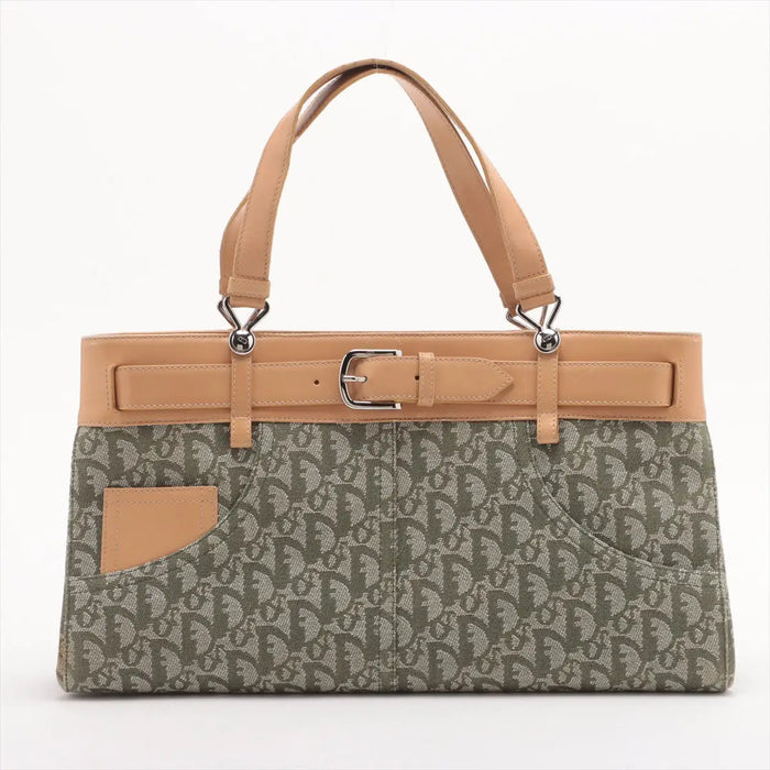 Christian Dior Diorissimo Trotter Canvas &amp; Leather Tote Bag Green x Beige #2516 by Bolt Boutique