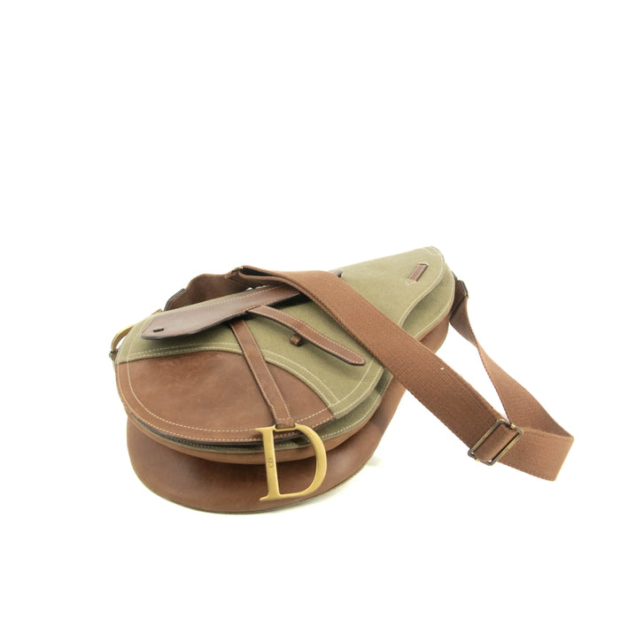 Christian Dior Green Canvas Saddle Shoulder Bag #3648 by Bolt Boutique