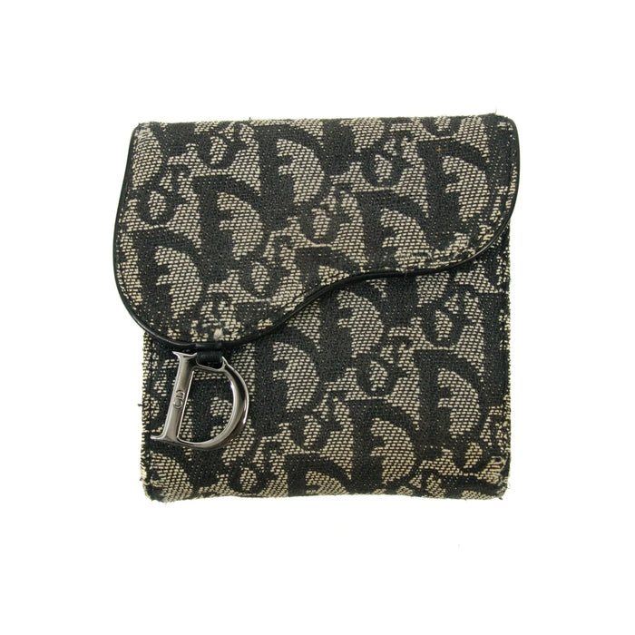 Christian Dior Navy Trotter Saddle Canvas Compact Wallet #3148 by Bolt Boutique