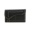 Christian Dior Saddle Black Leather Long Trifold Wallet #3690