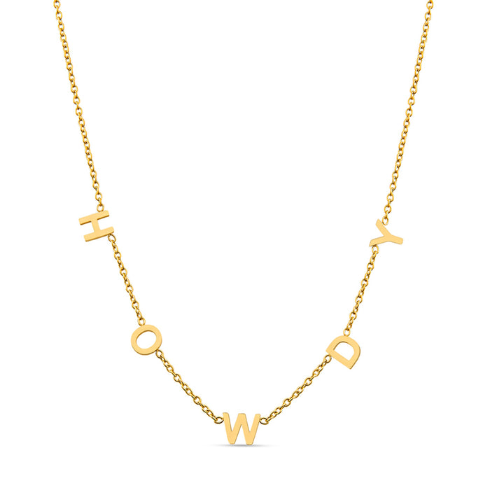 Howdy 18K Gold Letter Necklace by Christina Greene