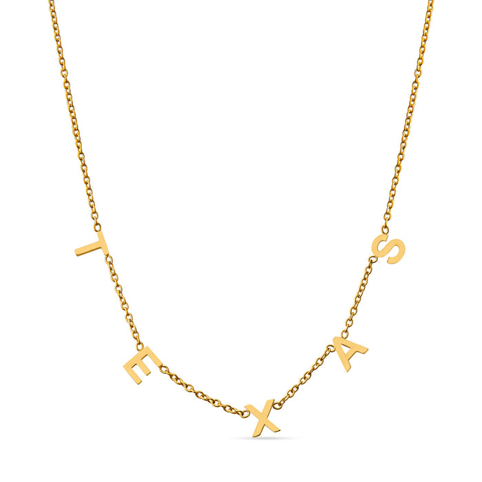 Texas 18K Gold Letter Necklace by Christina Greene