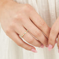 Alyssa 14K Gold Turquoise Dainty Ring with White Diamonds by Christina Greene