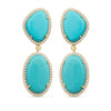 Tina 14k Gold Turquoise Statement Earrings with White Diamonds