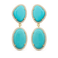 Tina 14k Gold Turquoise Statement Earrings with White Diamonds by Christina Greene
