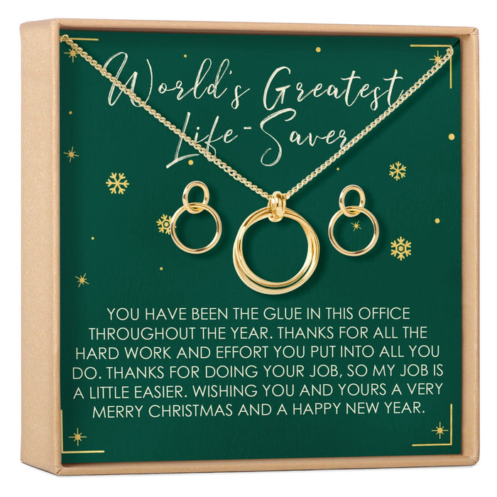 Christmas Gift for Administrative Assistant Linked Circles Earring and Necklace Jewelry Set by Dear Ava