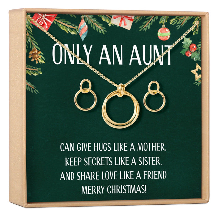 Christmas Gift for Aunt Linked Circles Earring and Necklace Jewelry Set by Dear Ava