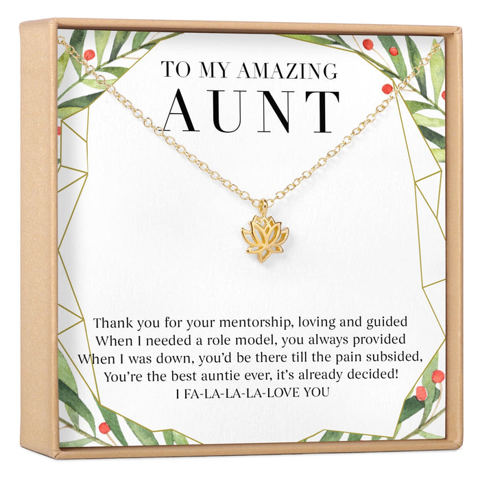 Christmas Gift for Aunt Lotus Necklace by Dear Ava