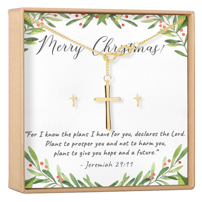Christmas Gift for Christian Cross earring and Necklace Set Jewelry Set by Dear Ava