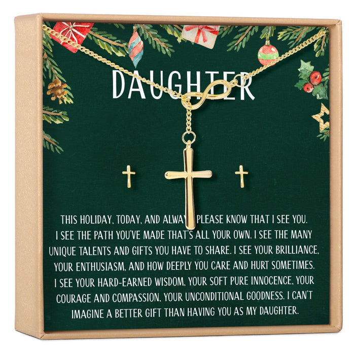 Christmas Gift for Daughter Cross earring and Necklace Set Jewelry Set by Dear Ava