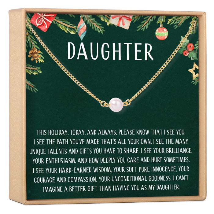 Christmas Gift for Daughter Pearl Necklace by Dear Ava
