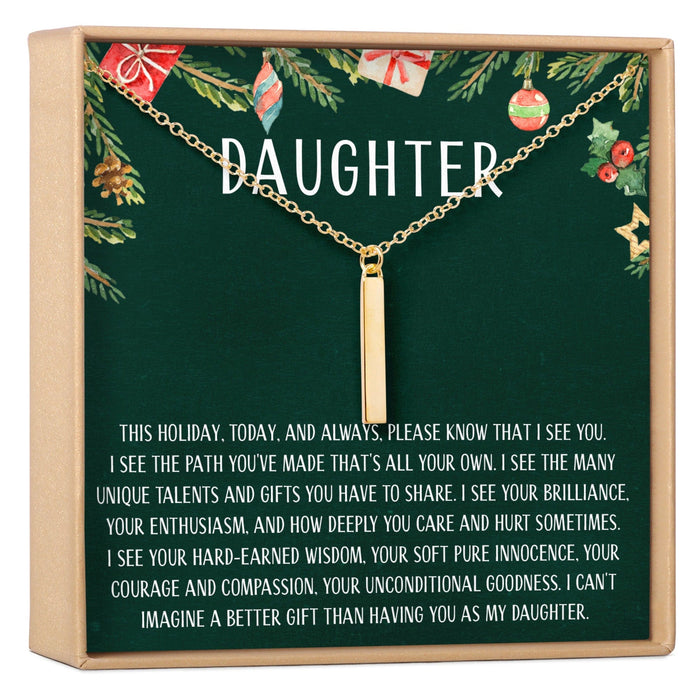 Christmas Gift for Daughter Vertical Bar Necklace by Dear Ava