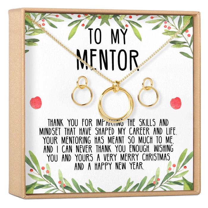 Christmas Gift for Mentor Linked Circles Earring and Necklace Jewelry Set by Dear Ava