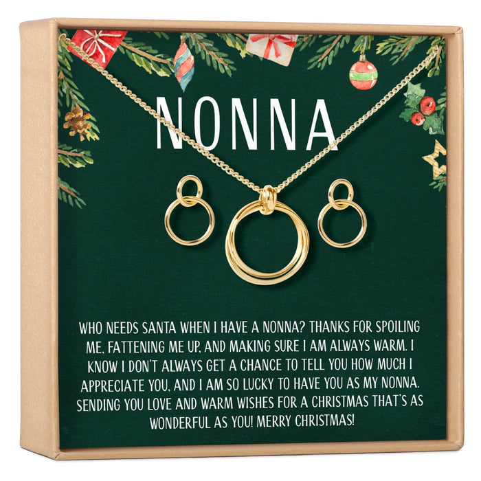 Christmas Gift for Nonna Linked Circles Earring and Necklace Jewelry Set by Dear Ava