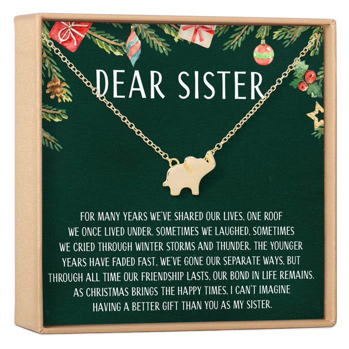 Christmas Gift for Sister Elephant Pendant Necklace by Dear Ava