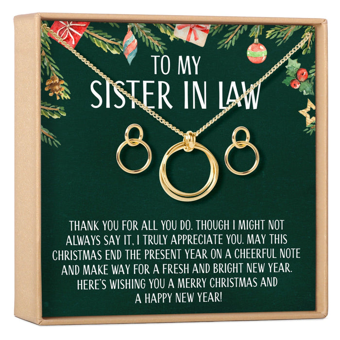 Christmas Gift for Sister-In-Law Linked Circles Earring and Necklace Jewelry Set by Dear Ava