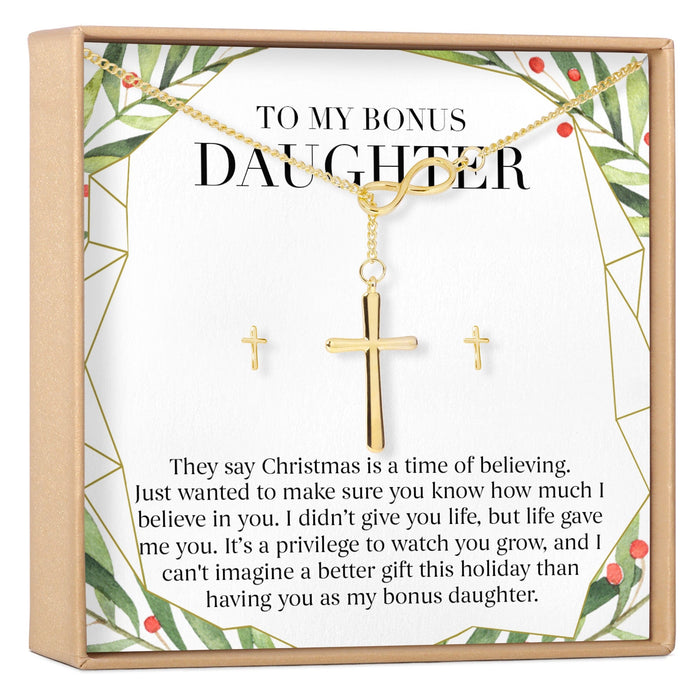Christmas Gift for Stepdaughter Cross earring and Necklace Set Jewelry Set by Dear Ava