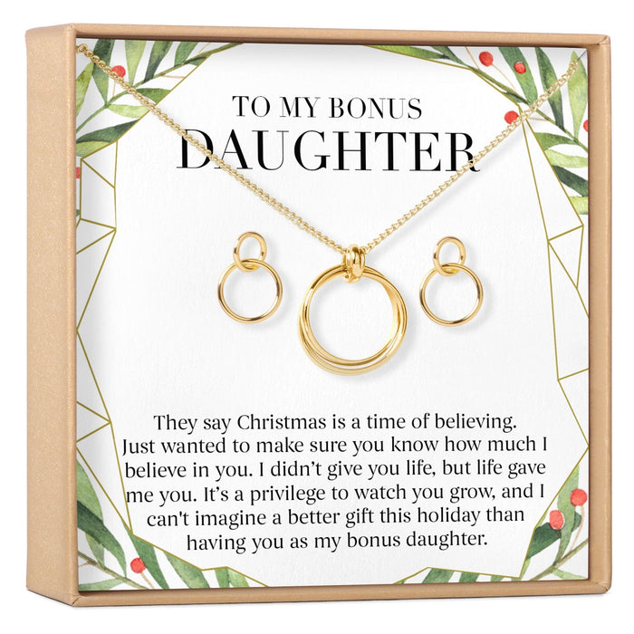 Christmas Gift for Stepdaughter Linked Circles Earring and Necklace Jewelry Set by Dear Ava
