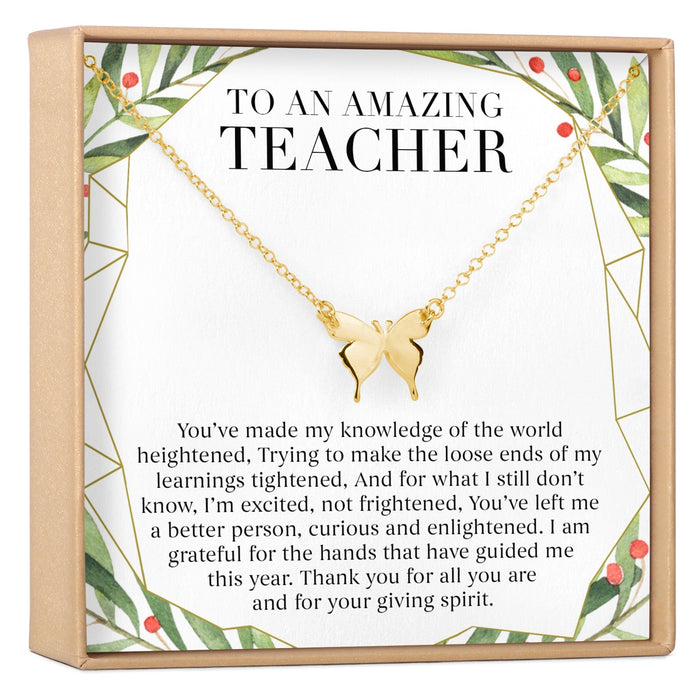 Christmas Gift for Teacher Butterfly Pendant Necklace by Dear Ava
