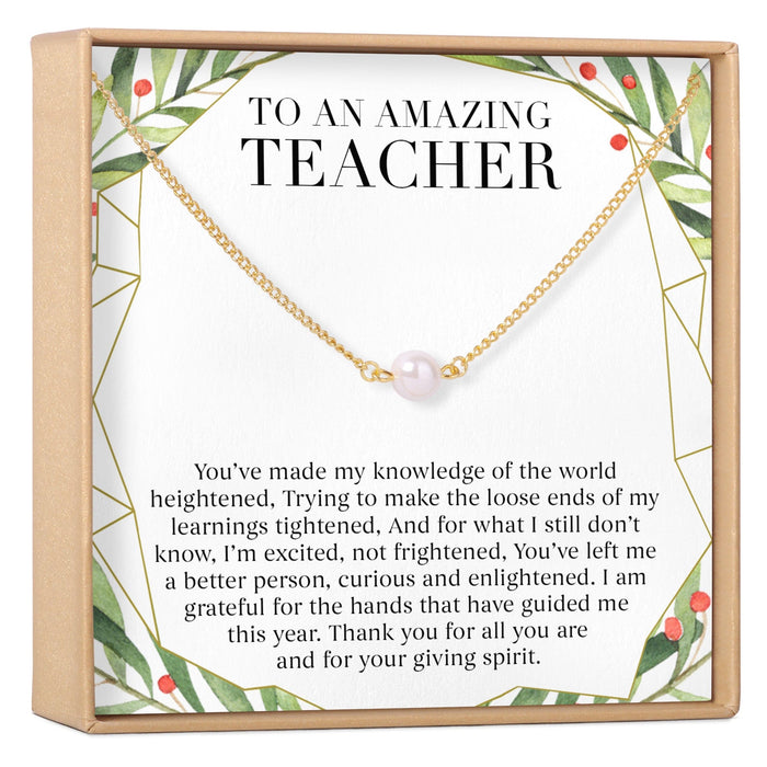 Christmas Gift for Teacher Pearl Necklace by Dear Ava