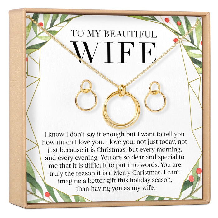 Christmas Gift for Wife Linked Circles Earring and Necklace Jewelry Set by Dear Ava