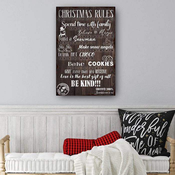 Christmas Rules Sign by Tailored Canvases