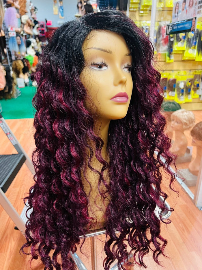 It's a Wig Ciao Bella Deep Lace Part Synthetic Wig, Black to Burgundy TTPMIST99J