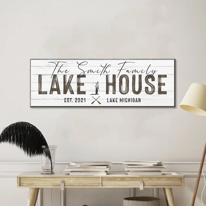 Classic Family Lake House Sign by Tailored Canvases