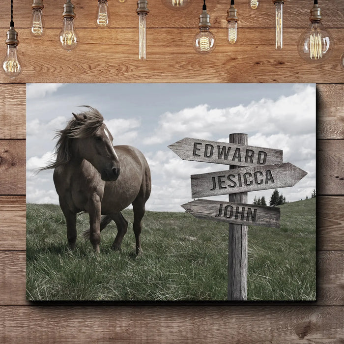 Classic Horse Family Name Sign by Tailored Canvases