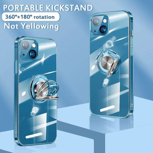 Clear Phone Case iPhone 14 Transparent Anti-Scratch with Ring Kickstand by DailySale