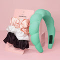 Cloud Nine Hair Essentials Bundle (Spa Headband & Satin Scrunchies) by SLEEK'E HAIR