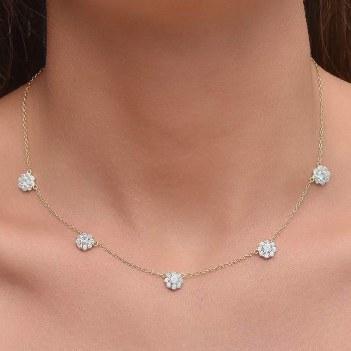 Cluster Flower Station Choker Necklace by DailySale