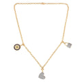 Cluster Heart Charm 18K Gold Over Silver Pendant Necklace by Fine Color Jewels