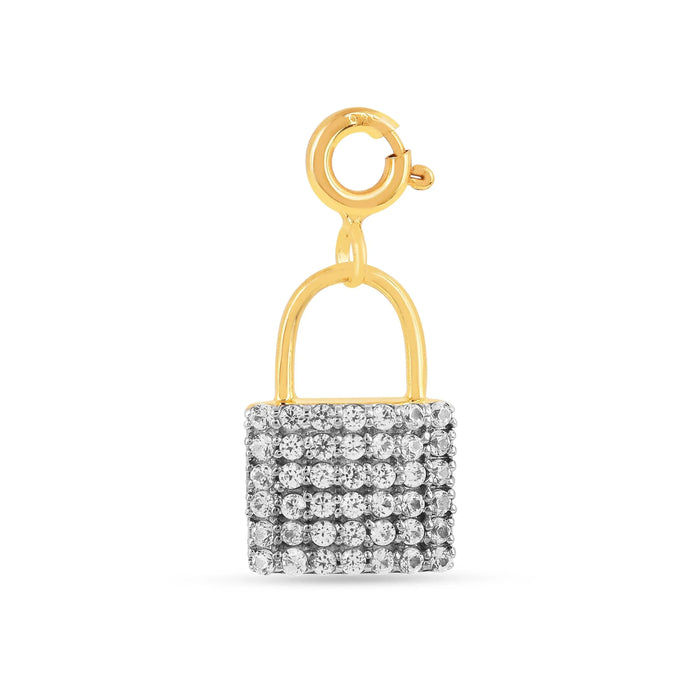 Cluster Padlock White Sapphire Charm Pendant Only by Fine Color Jewels