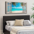 Coconut Palm Beach Window Scenery Wall Art by Tailored Canvases
