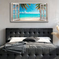 Coconut Palm Beach Window Scenery Wall Art by Tailored Canvases