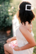 Coconut White Large Flat Square Hair Clip by TELETIES