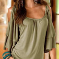 Cold Shoulder Ruffle Top - Assorted Sizes by DailySale