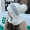 Coldproof Warm Beanie With Pom Classic Hooded Scarf Elastic Knit Hats Warm Beanies by DailySale