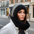 Coldproof Warm Beanie With Pom Classic Hooded Scarf Elastic Knit Hats Warm Beanies by DailySale