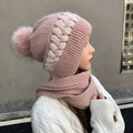 Coldproof Warm Beanie With Pom Classic Hooded Scarf Elastic Knit Hats Warm Beanies by DailySale