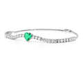 Colombian Created Emerald Heart Bracelet by Fine Color Jewels